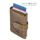 GREENBURRY - Kartenetui Leder 8x10cm mit Münzfach "Vintage" antik braun